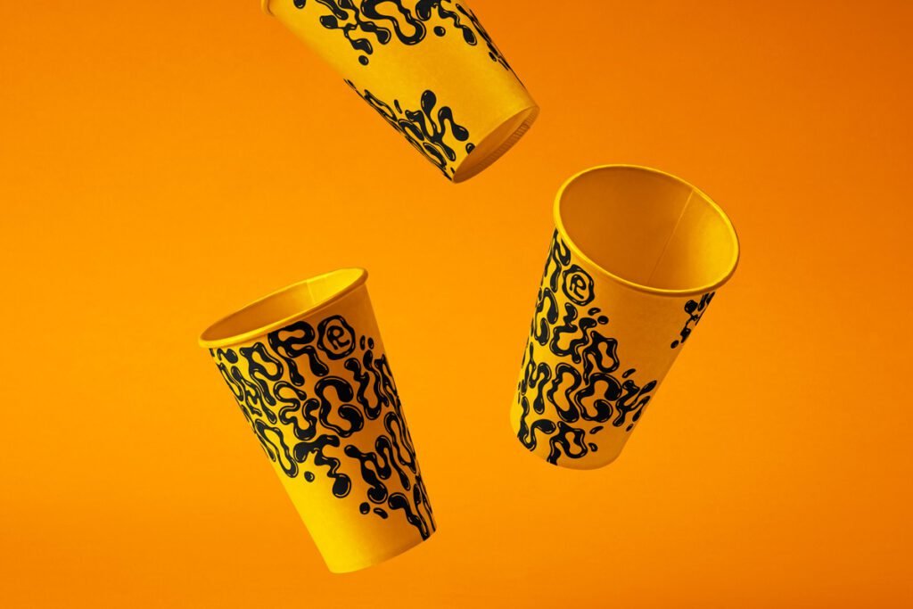 Free Falling Psd Paper Cup Mockup Set