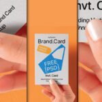 Realistic hand holding a modern vertical business card design template