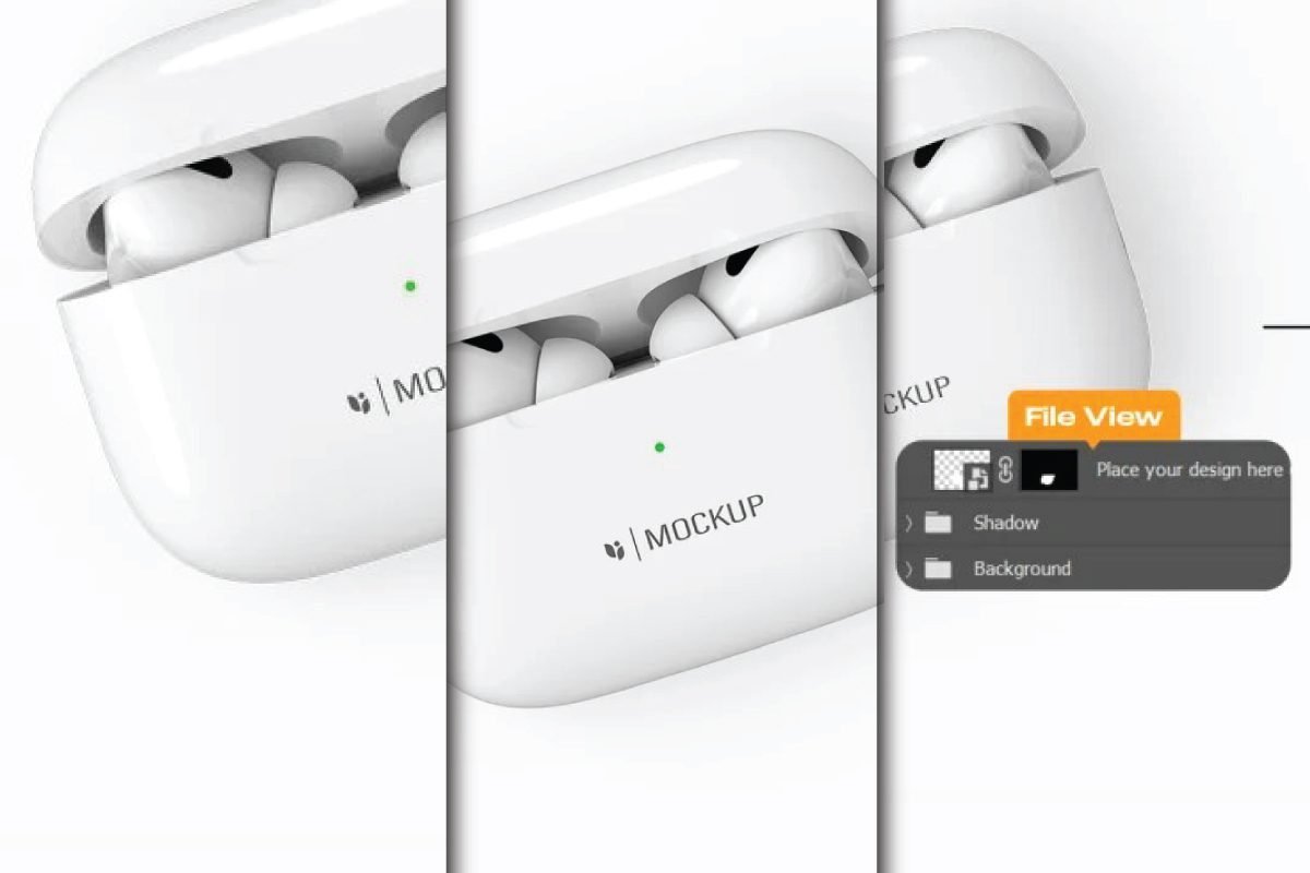 White AirPods Pro Mockup with Design Layers