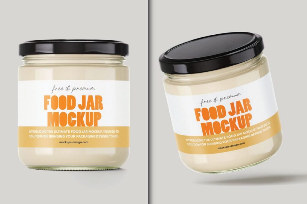 Two lidded jars with Superfood Powder Jar Mockup PSD