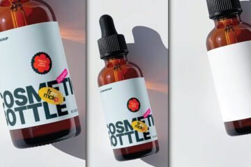 Amber Glass Dropper Bottle Mockup