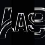 A close-up view of a letter 'A' rendered with a shiny, reflective glass effect against a deep black background, showcasing a Realistic Glass Logo Mockup.