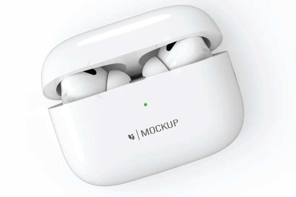 Open White AirPods Pro Mockup