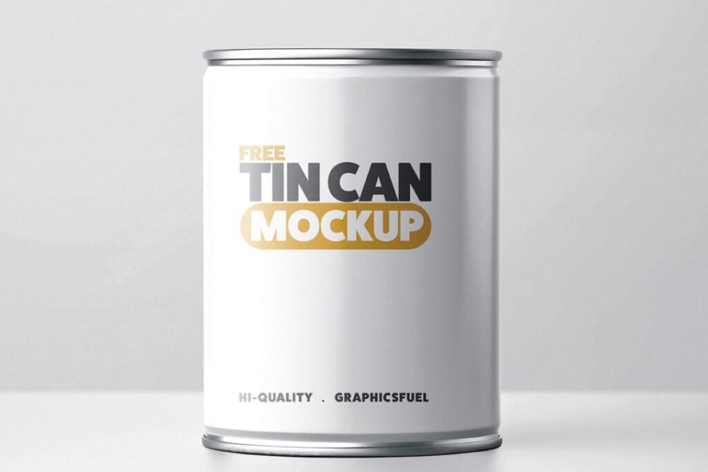 White Tin Can Packaging Mockup