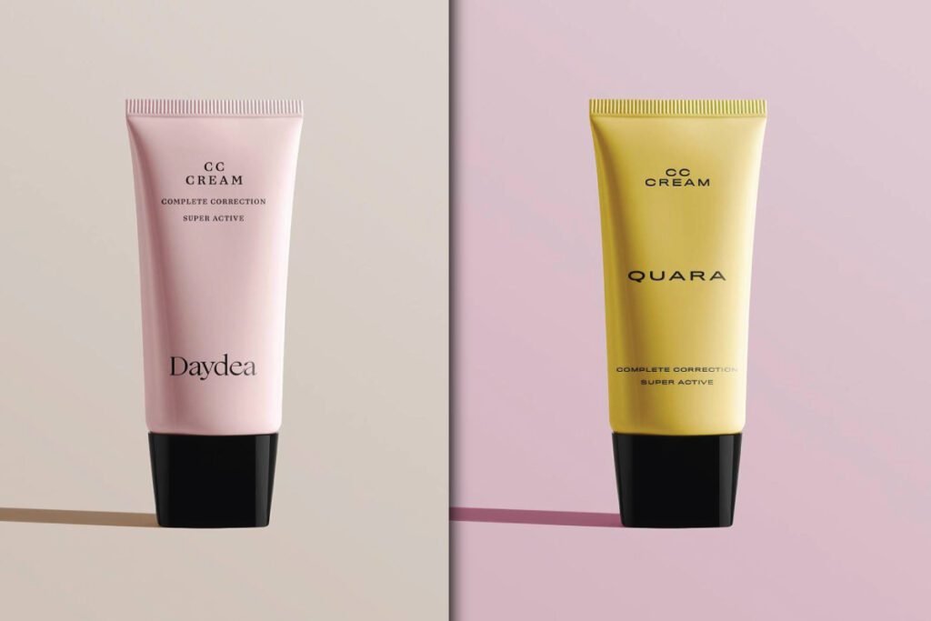 Two cosmetic cream tubes mockup are displayed vertically.