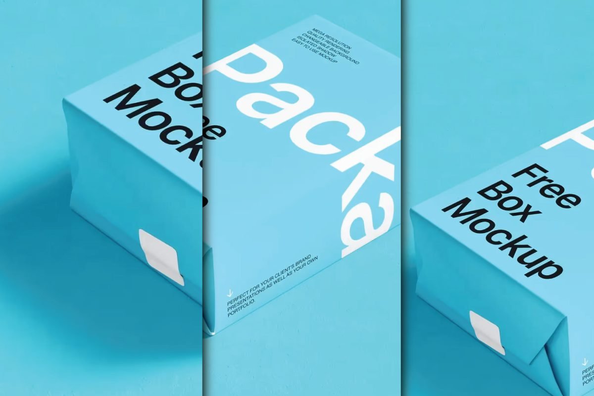 Blue Wrapped Parcel Mockup with Packaging Text