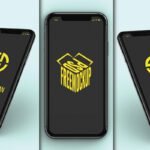 Best iPhone X Screen Mockup PSD showcases three black iPhone models displaying different screen designs. The phones are angled against a light blue background.