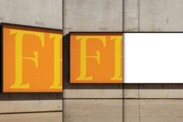 A set of three Concrete Wall Banner Mockups.