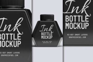Multiple Hexagonal Bottle Mockups Black
