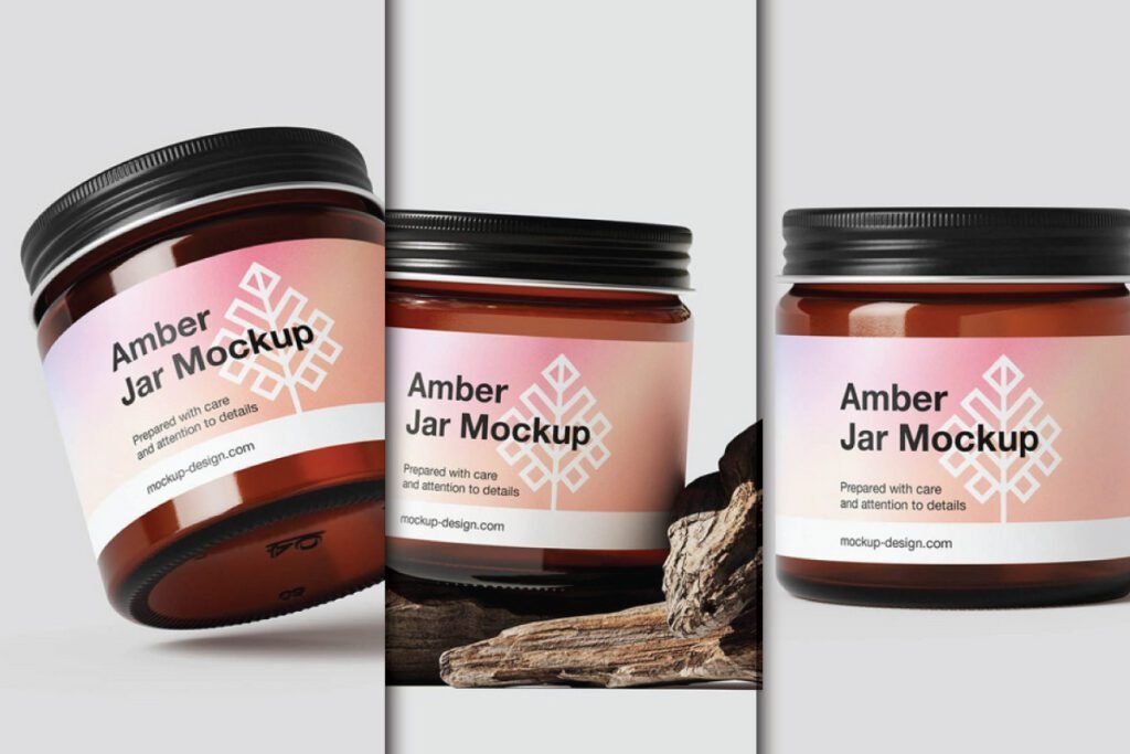 Amber jar mockup for skincare products