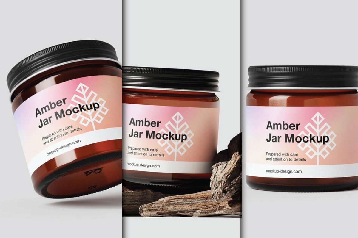 Amber jar mockup for skincare products