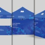 Three views of an Outdoor Promotional Gazebo Mockup PSD, showing different angles of the blue canopy.