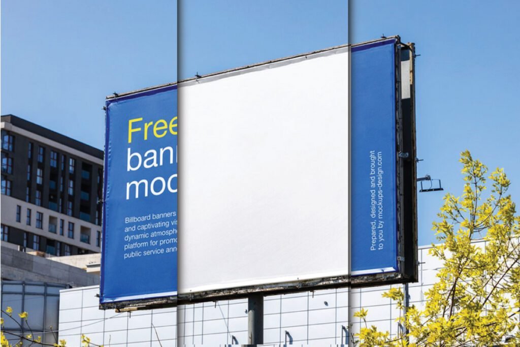 Customizable City Roadside Billboard Mockup PSD, ideal for outdoor advertising campaigns.