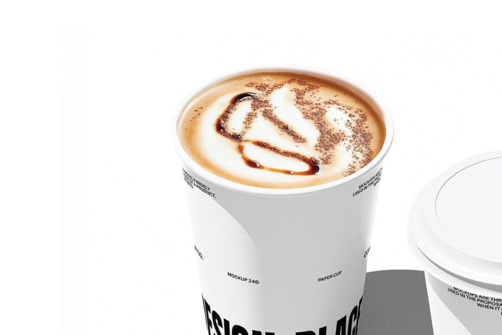 Paper Coffee Cup Mockup with Latte Art